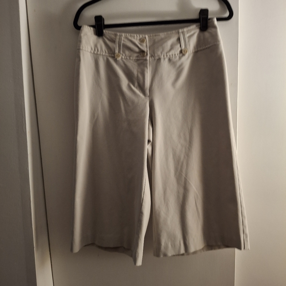 Worthington Works Women's Beige Wide-Leg Cropped Pants